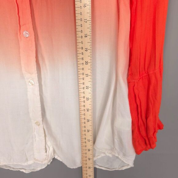 Anthropologie cloth & stone Women’s Shirt LARGE Tie Dye Orange V Neck Rayon - Picture 4 of 10
